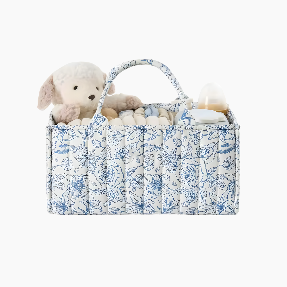 Förvaring med handtag till skötbord BLOOMIE - Blommig/blå