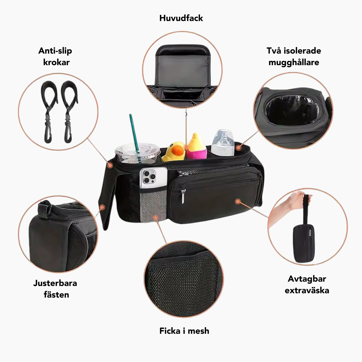 Förvaringsväska till barnvagn LEXI - Svart