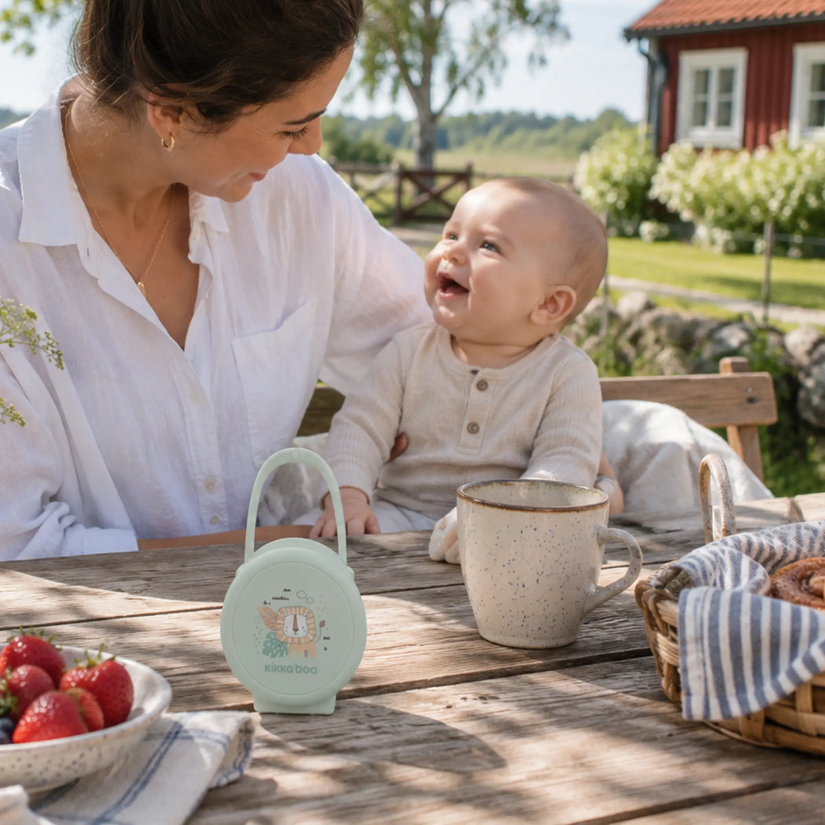 Nappfodral med gulligt lejonmotiv, Kikkaboo - Grön
