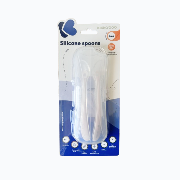 Silikonskedar i 2-pack med fodral, Kikkaboo - rosa