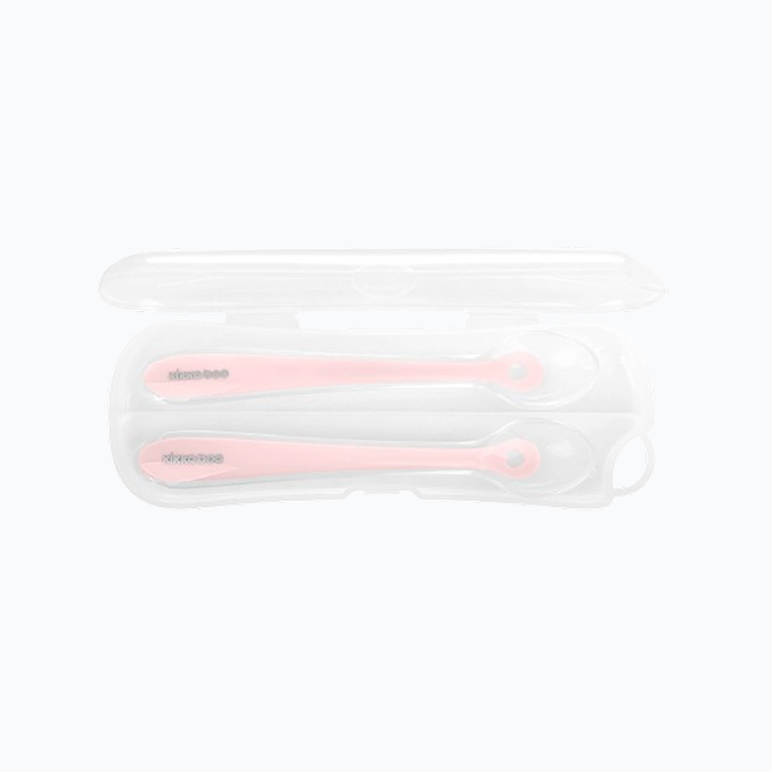 Silikonskedar i 2-pack med fodral, Kikkaboo - rosa