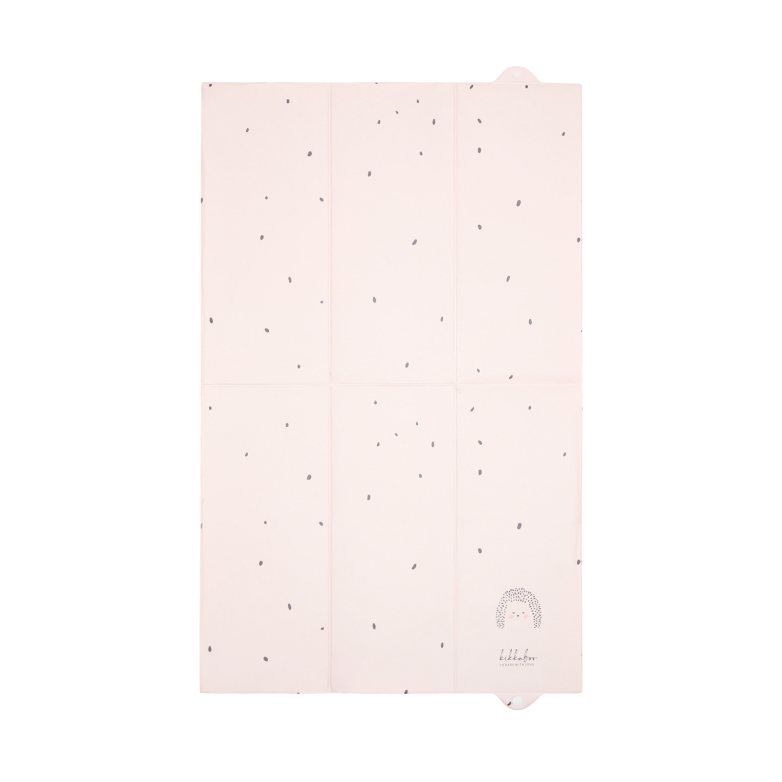 Vikbar skötbädd med vadderad liggyta, rosa igelkott