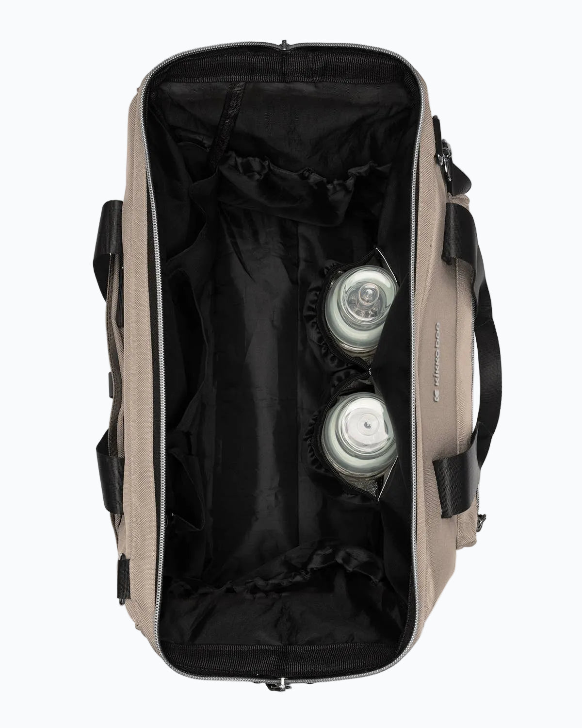 skötväska maxibeige ovan flaska