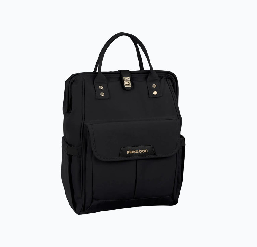 Skötväska ryggsäck med knäppspänne och metallram, Kikkaboo Vienne - svart